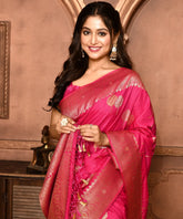 Coral Pink Benarasi Khaddi Silk Saree